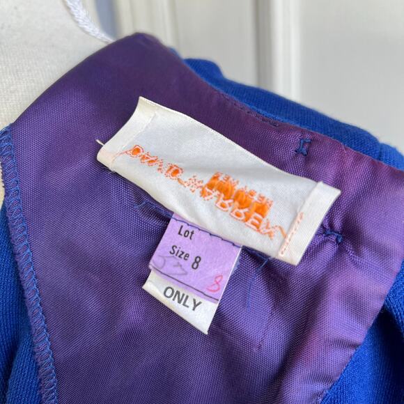 David Warren Dress Back Buttons Long Sleeve Wool Blue Vintage 80s Women's Size 8 - Picture 12 of 14